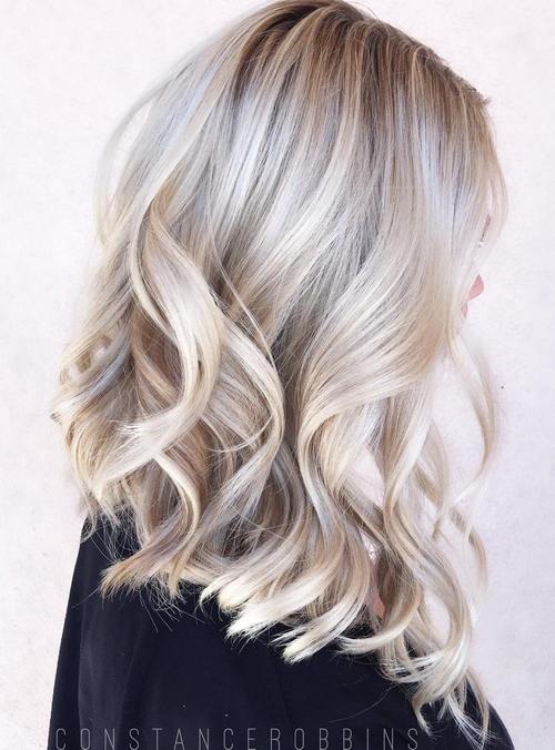 Medium Blonde Hair with Platinum Highlights