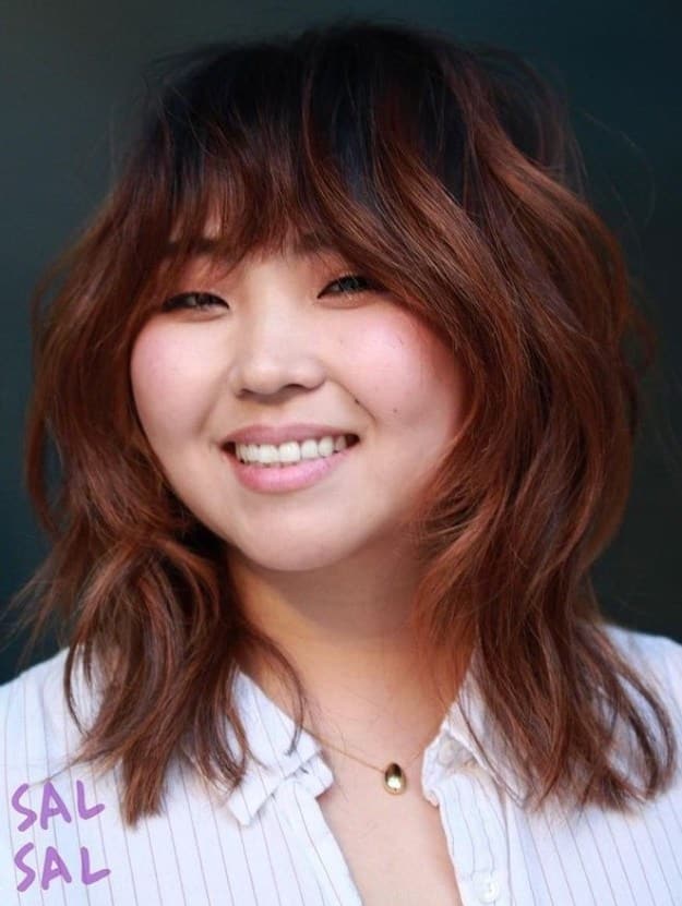 Medium Cut with Curtain Bangs for Overweight Women