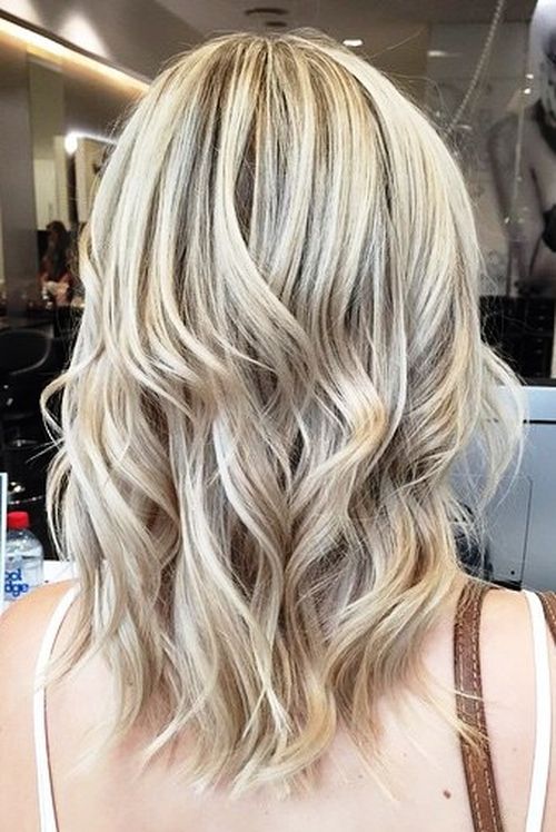 Medium Wavy Brown Blonde Hairstyle