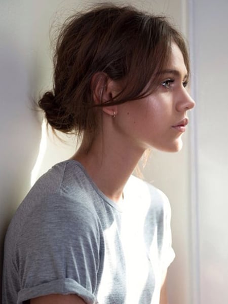 Messy Low Bun Short Hair