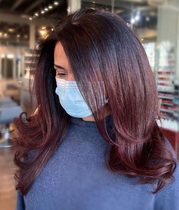 Natural Burgundy Brown Root Fade