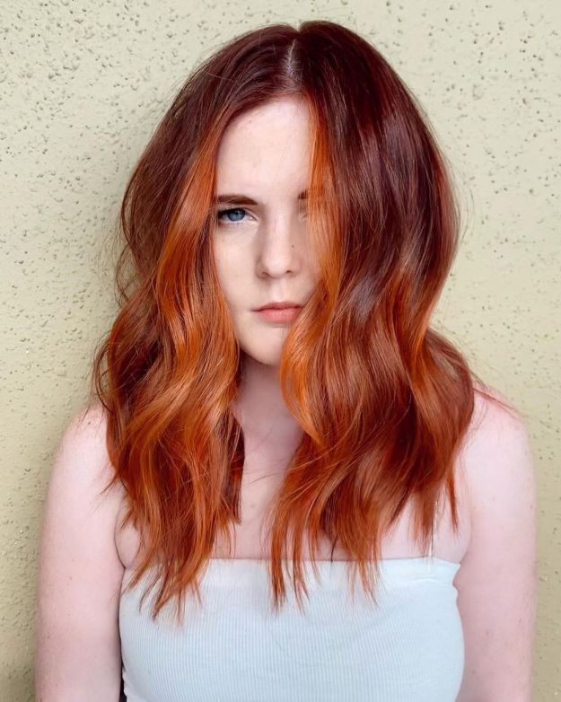 Natural Red Hair with Dark Red Lowlights