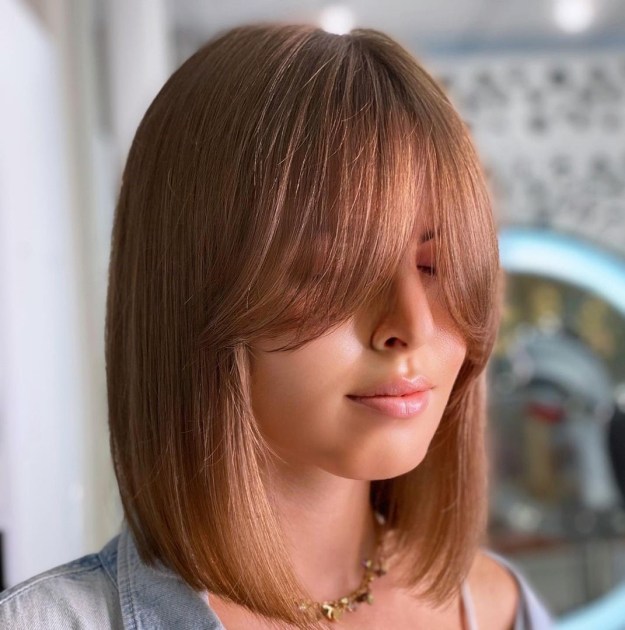 One Length Bob with Bangs for Thin Hair