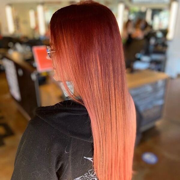 Peach blonde for Straight Hair - a woman wearing a black jacket