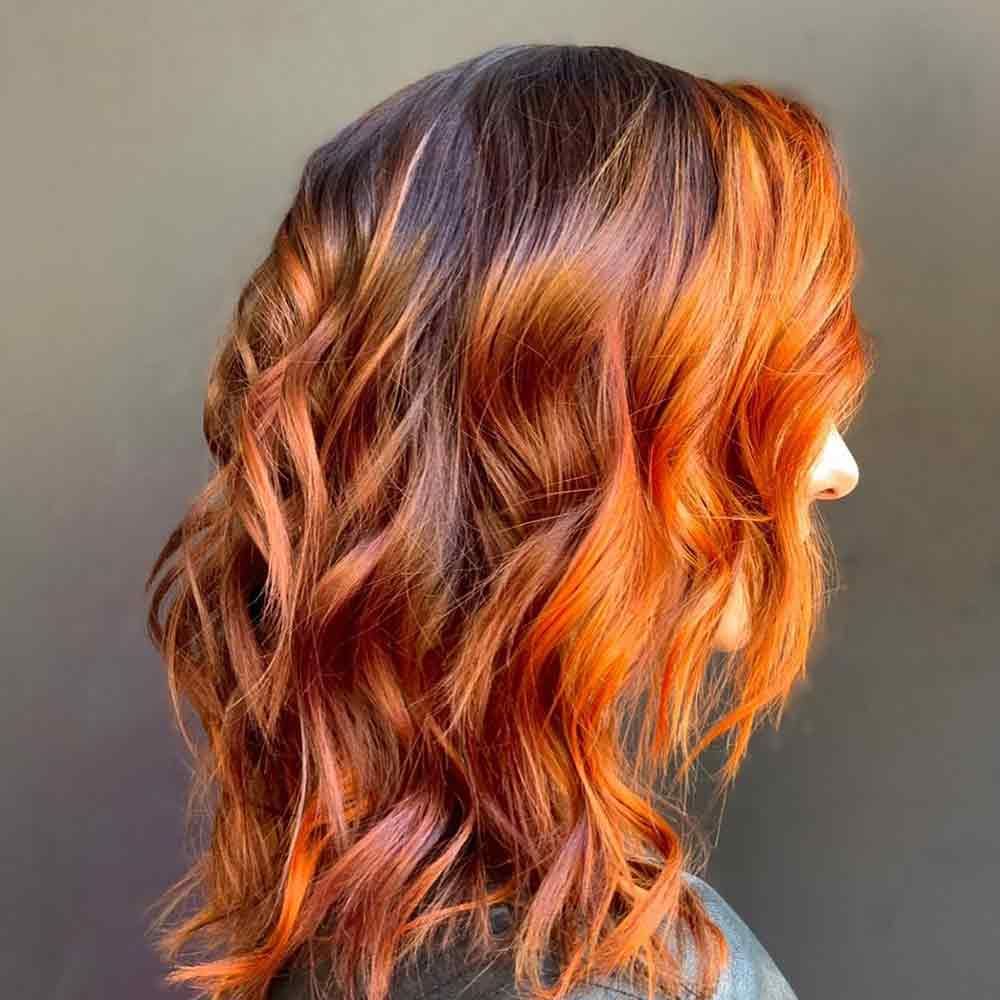 Peach Red On Black Hair