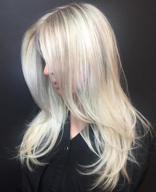 Platinum Blonde Layered Hair