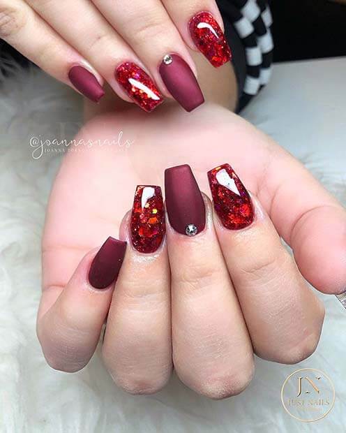 Red Glitter With Burgundy