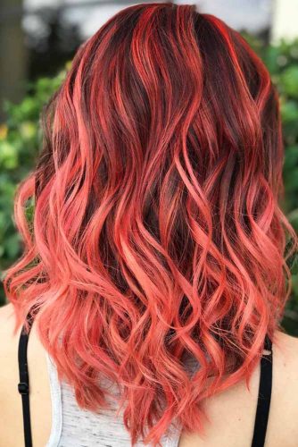 Red Highlights With Light Ends #brunette #redhair #highlights