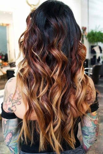 Red-to-Blonde Gradient #brunette #blondehair #redhair #highlights