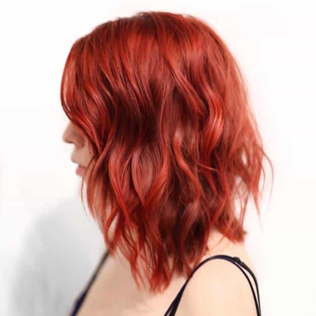 red wavy bob