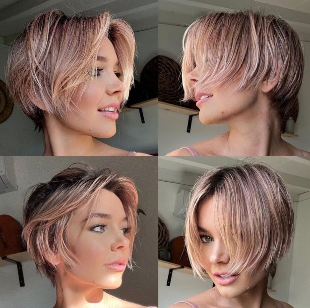 Rose Gold Pixie Bob Parted in the Middle