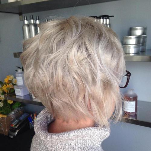 Short Ash Blonde Wavy Bob