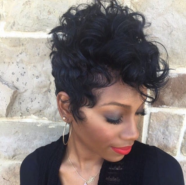 Curly pixie for round faces
