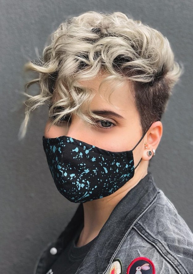 Short Curly Platinum Blonde Hairstyle