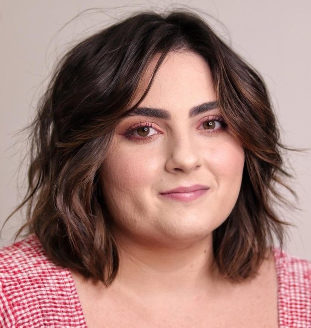 Short Haircut with Curtain Bangs for Chubby Faces
