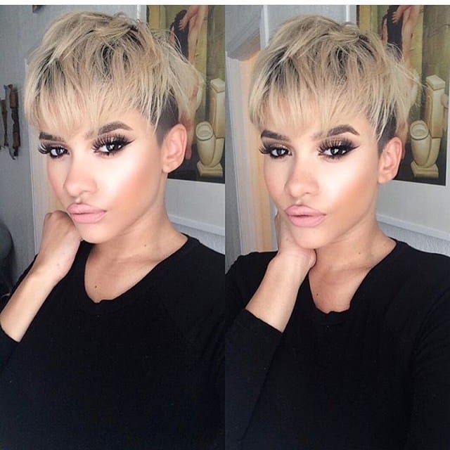 Edgy undercut pixie with contrast