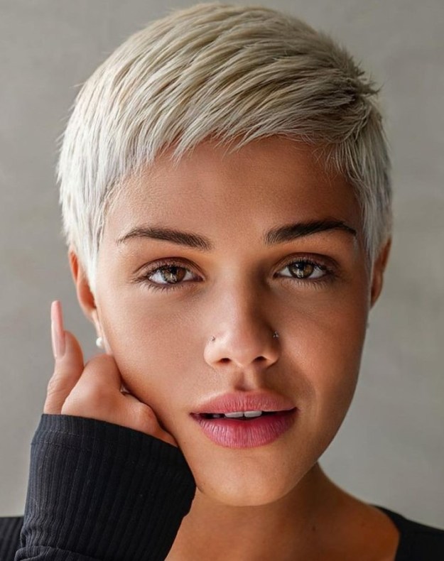 Short Platinum Pixie for Thin Hair