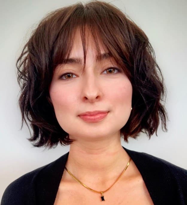 Short WavyBob with Wispy Parted Bangs
