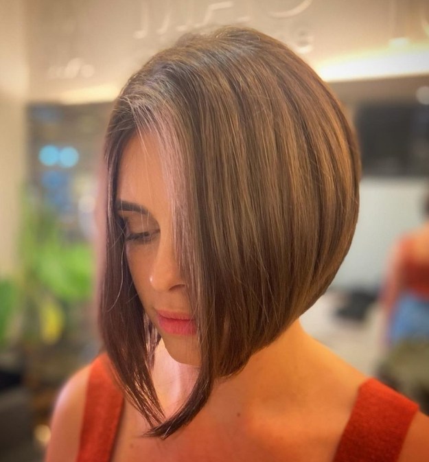 Side Parted Inverted Bob Cut