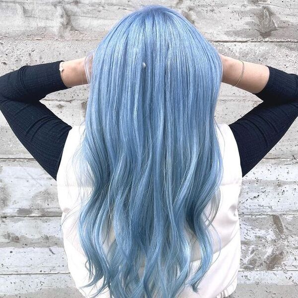 Silver Light Blue Hair - a woman wearing a black longsleeve