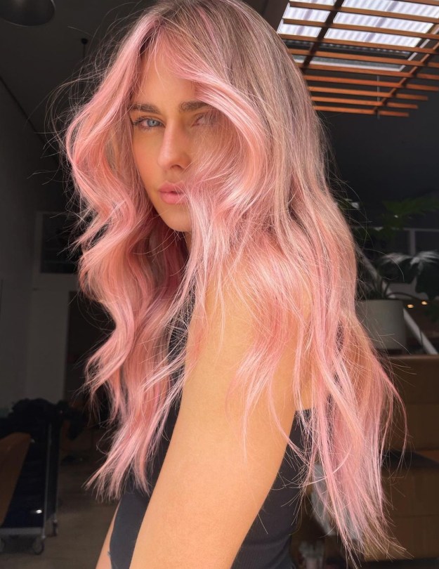 Soft Mix of Light Pink and Blonde Hair