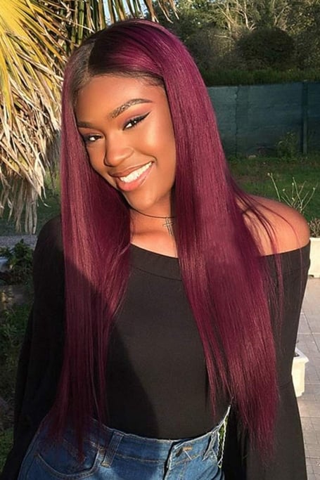 Straight Burgundy Hair