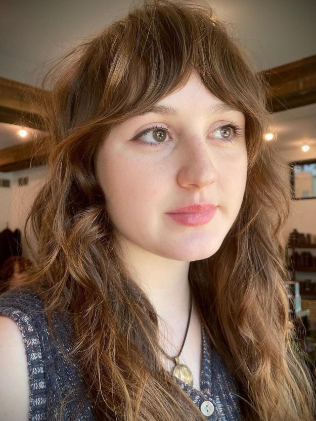 Straight Curtain Bangs with Naturally Wavy Hair