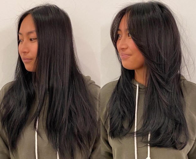 Straight Dark Hair with Graduated Layers