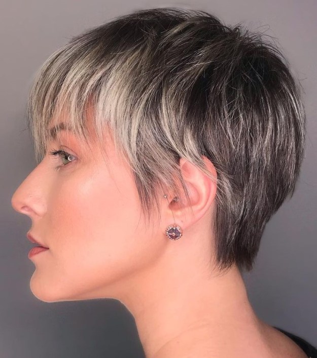 Stylish Short Pixie with Blonde Highlights