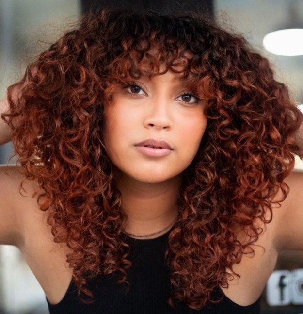Tight Curls Colored Red Brown