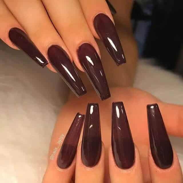 Ultra Long Chocolate Matte Burgundy Nails