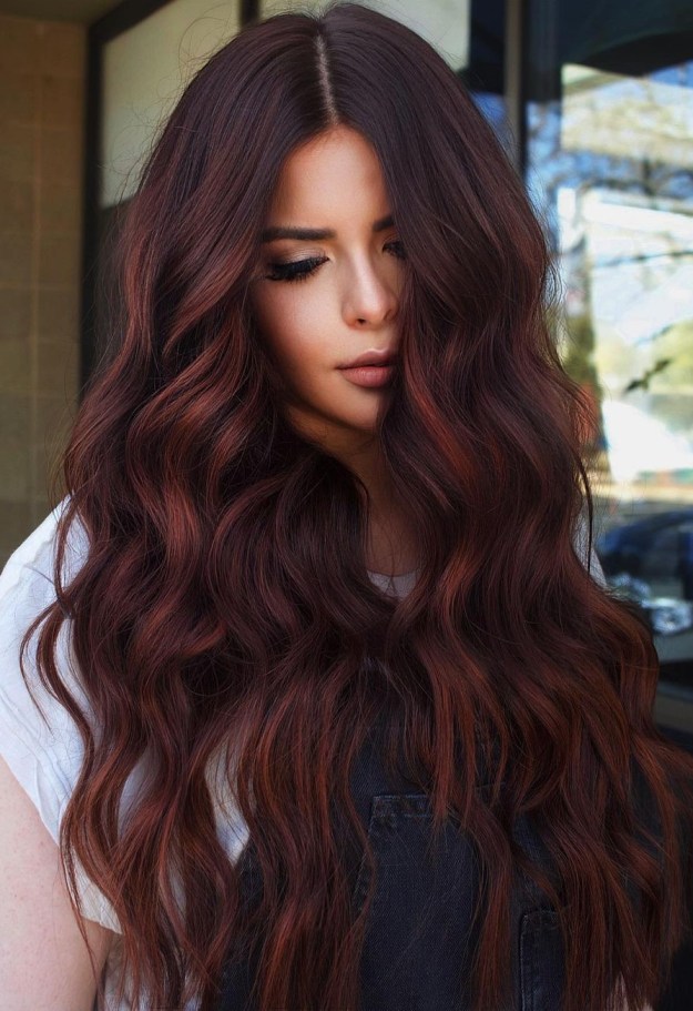 Vibrant Red Brown Hair Balayage