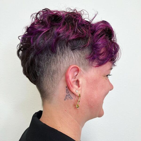 Violet Edgy Top Pixie with Undercut - a woman wearing black sweater
