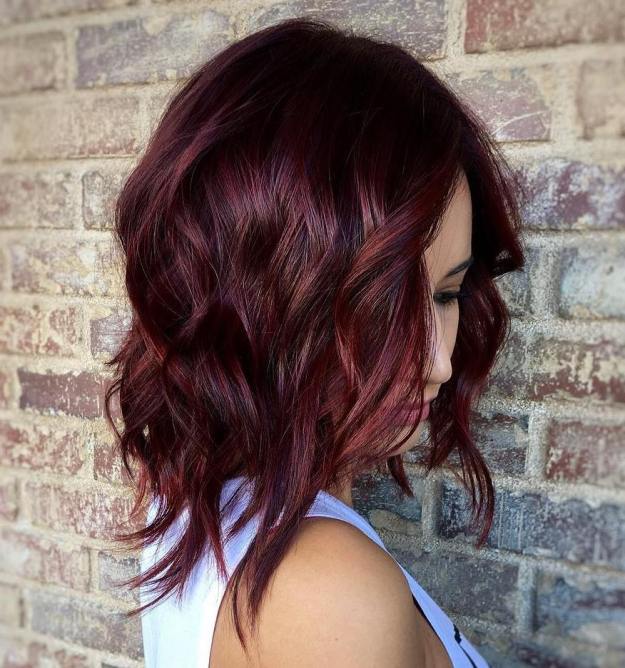 Wavy Layered Burgundy Lob