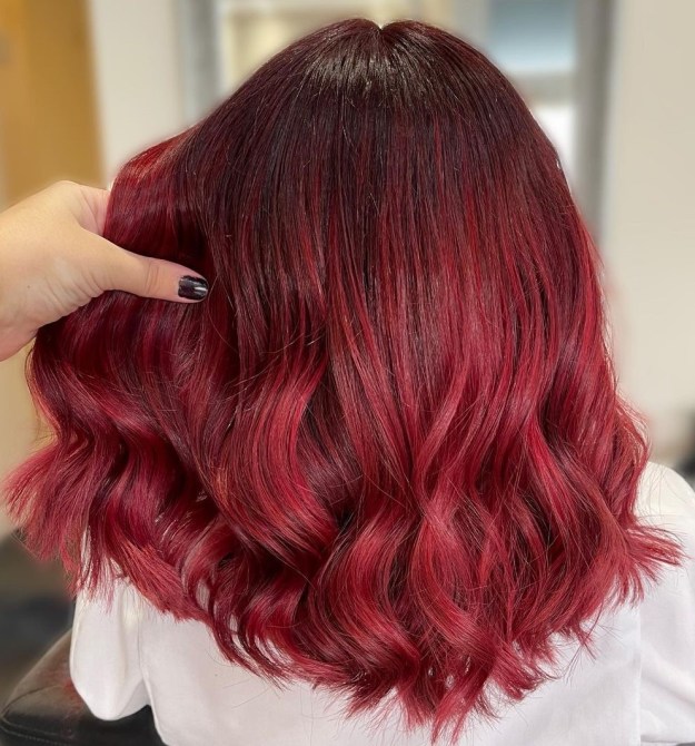 Wine Red Balayage Hair Color
