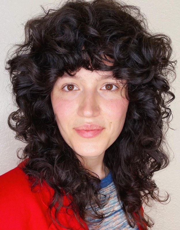 Wolf Cut with Curly Bangs