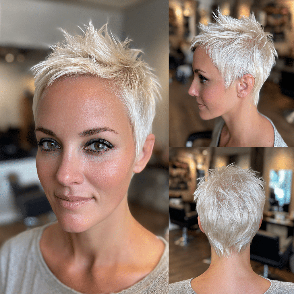 Icy Platinum Blonde Pixie Hair