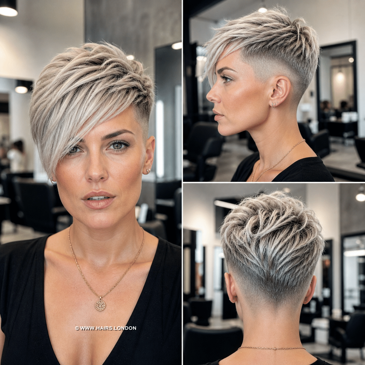 Icy Platinum Blonde Undercut Pixie Hair