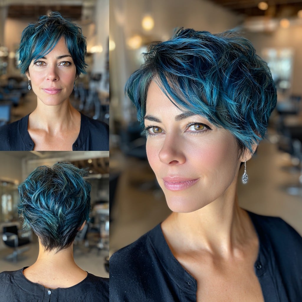 Deep Teal Pixie Hair