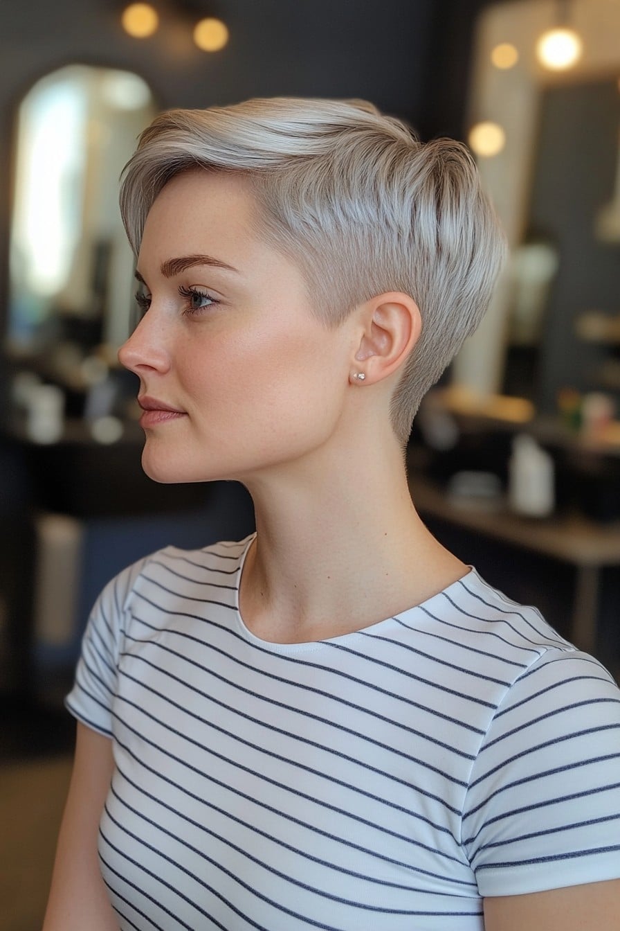 Icy Silver Pixie Hair