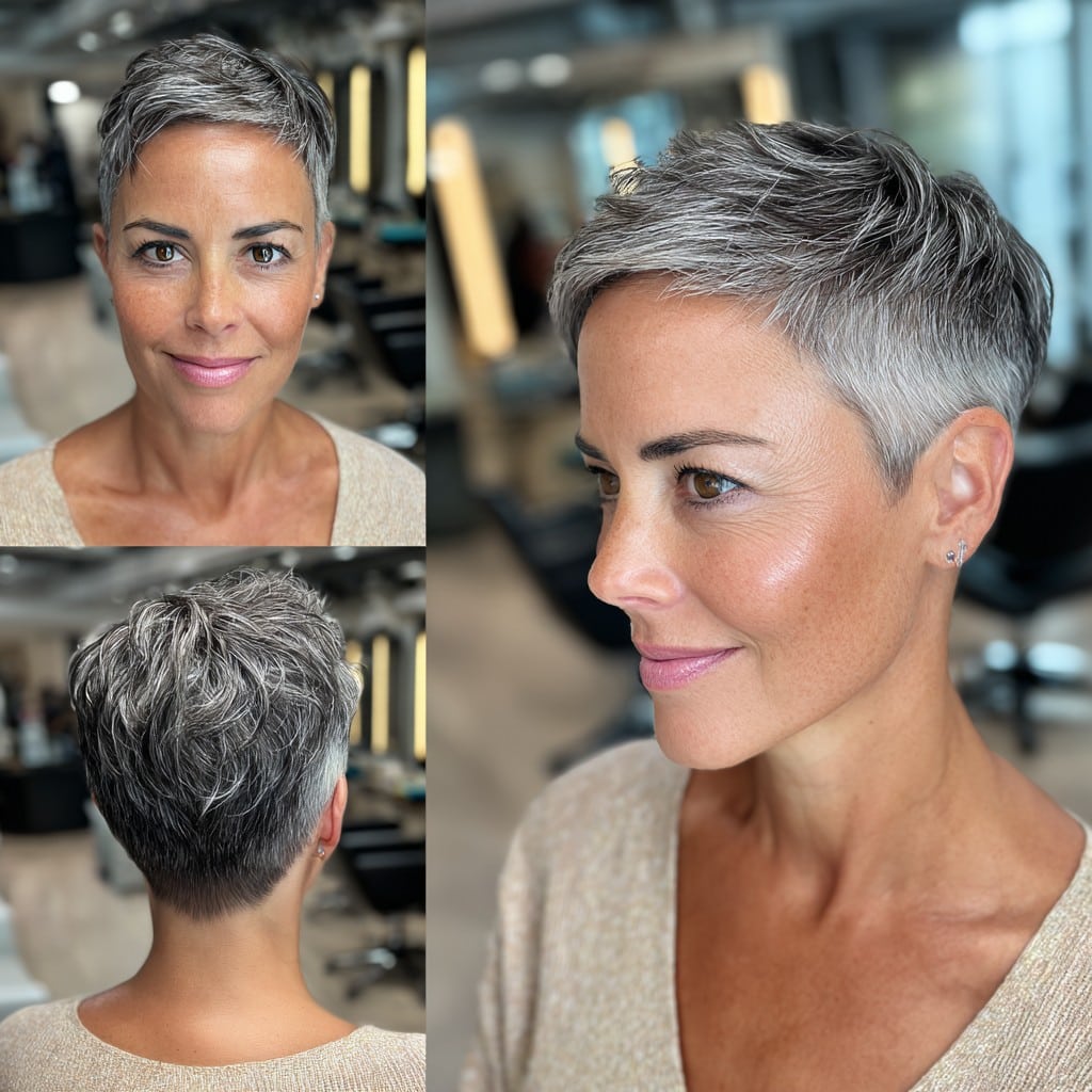 Silver Elegance Pixie Hair