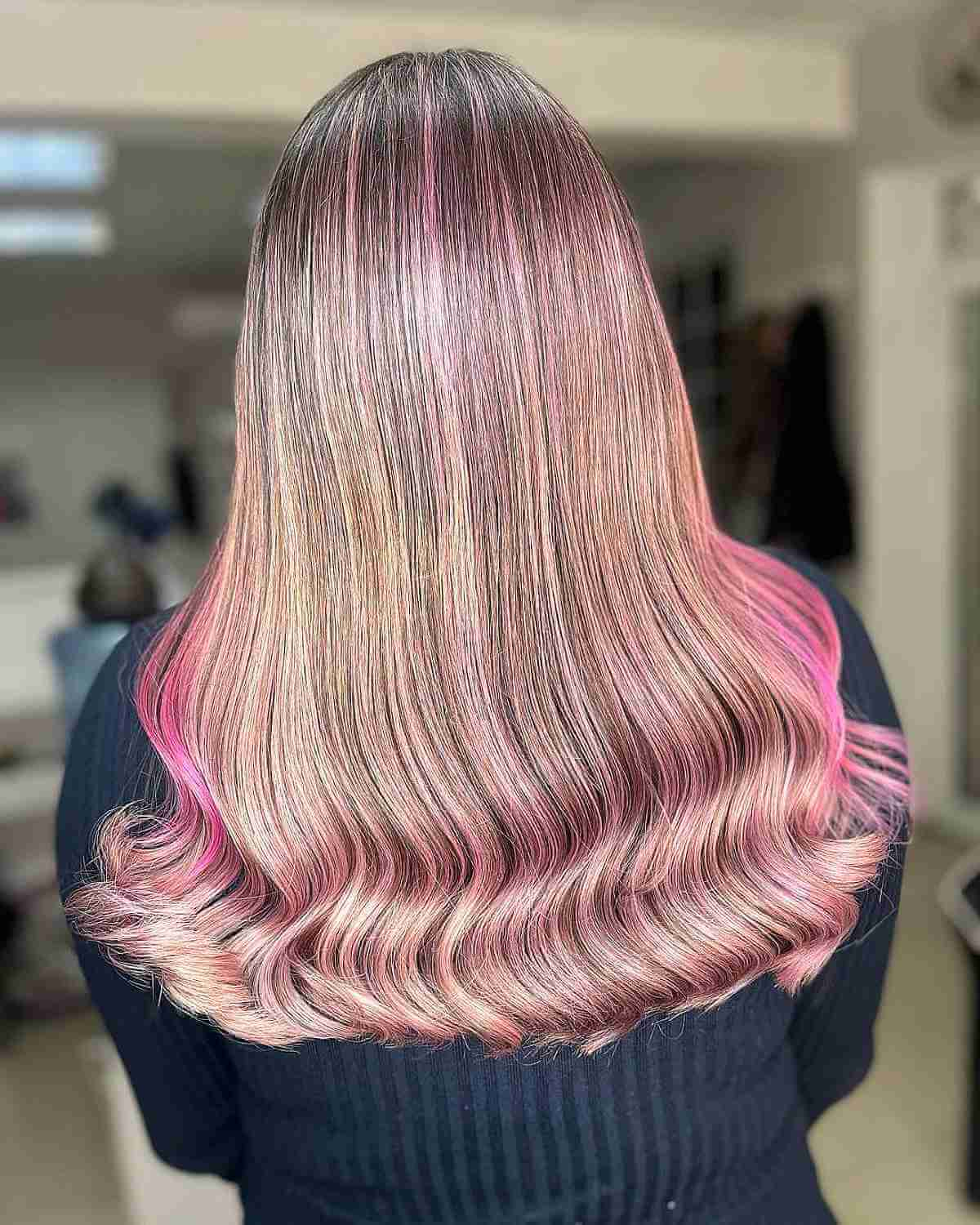 Ash Blonde Babylights with Pink Streaks