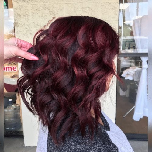 Beachy Waves with Dark Cherry Chocolate Brown Hair