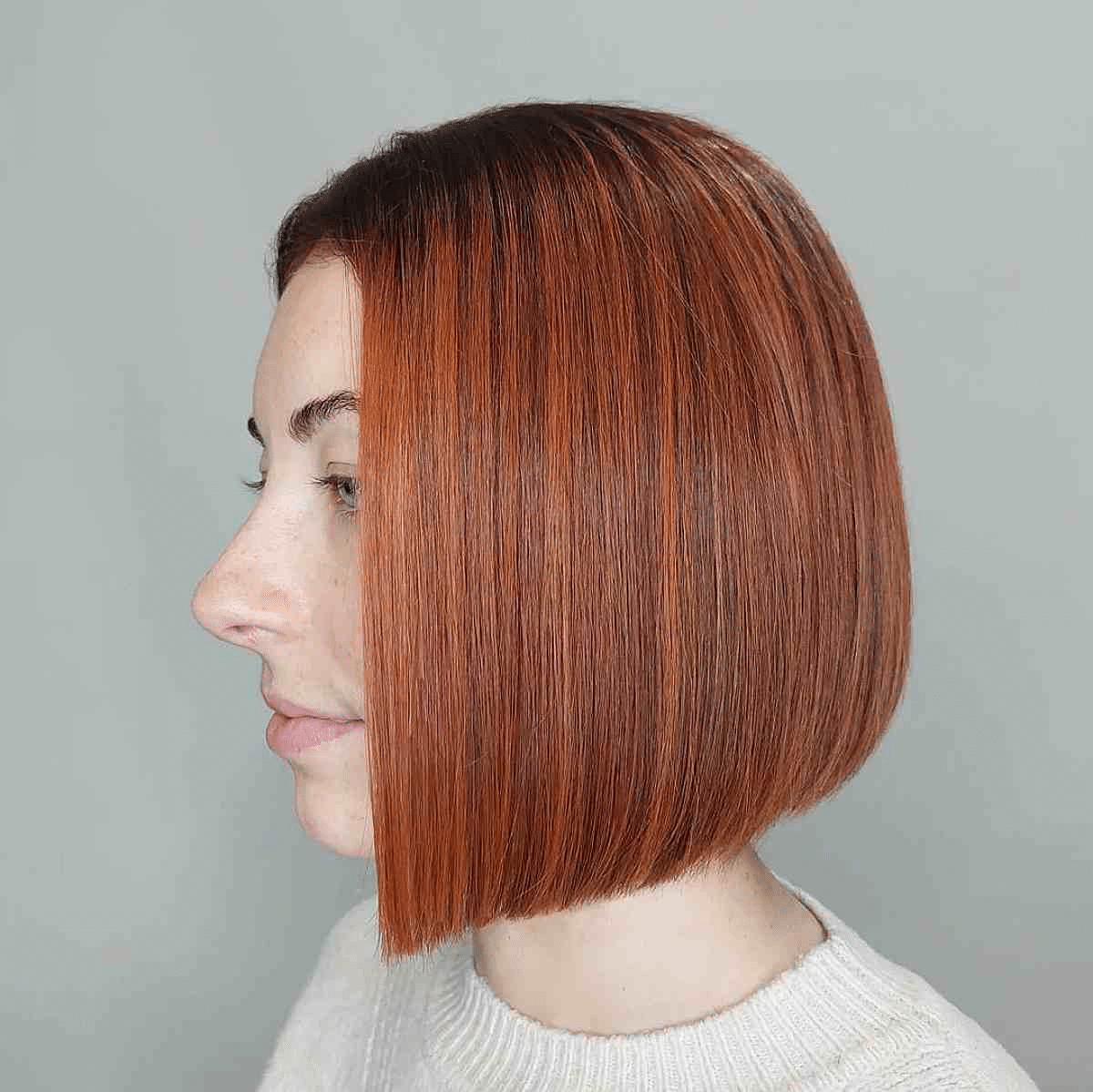 Blunt Medium Bob on A Copper Hair