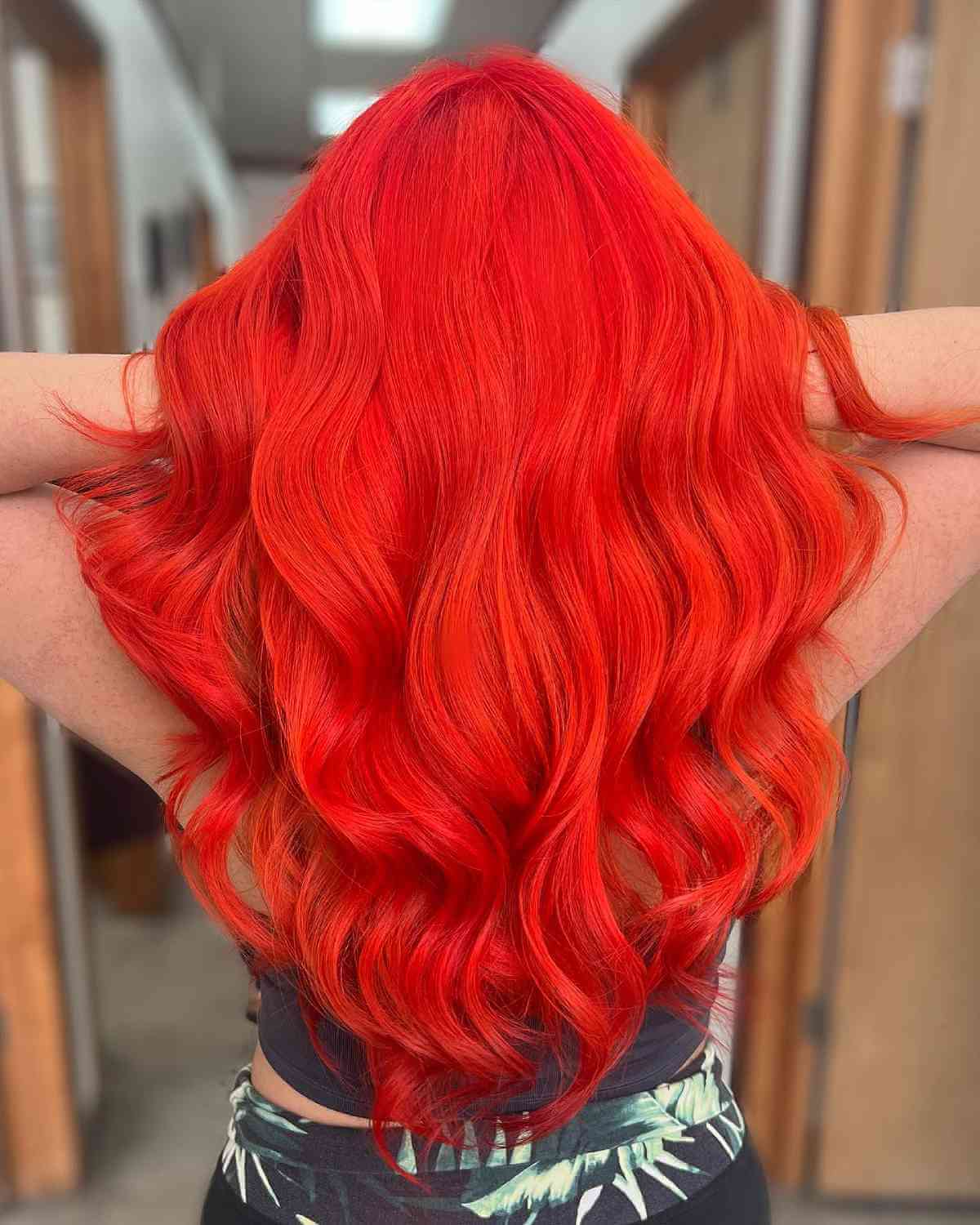 Bright Red Hair Color on Long Locks