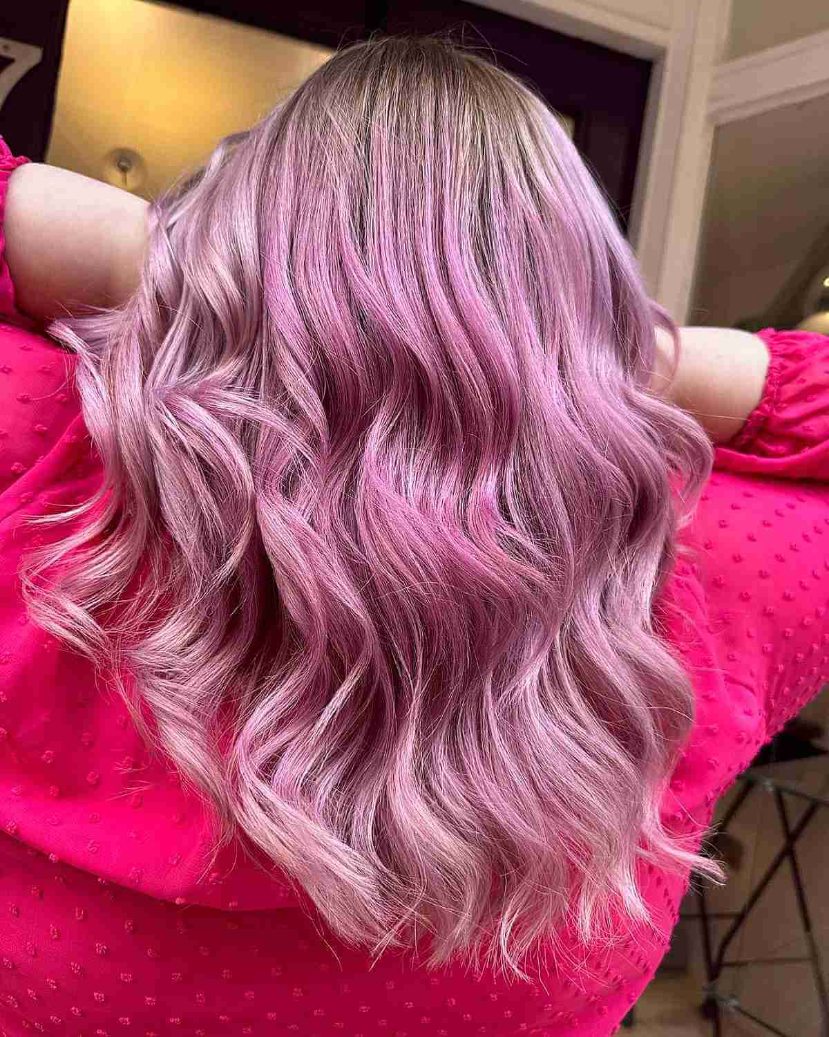 Bubblegum Pink Foilayage Hair