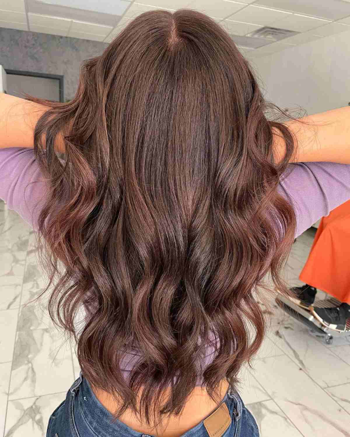 Chocolate Hair with Bouncy Curls on Long Hair