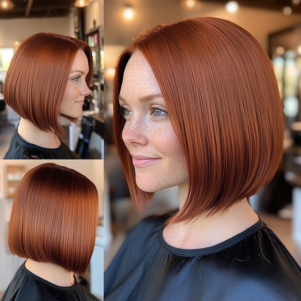 Glossy Auburn Copper Hair