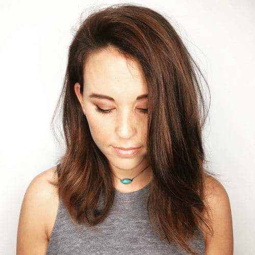 Golden Natural Balayage on Layered Mid-Length Hair