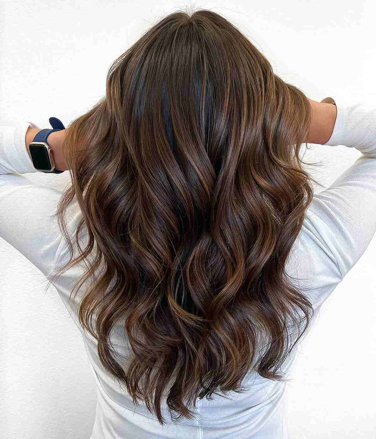 Long Chocolate Brown Hair with Soft Highlights